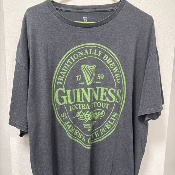 Guinness, Beer T-Shirt, Gray With Green‎ Logo Size XXL - Picture 2 of 9